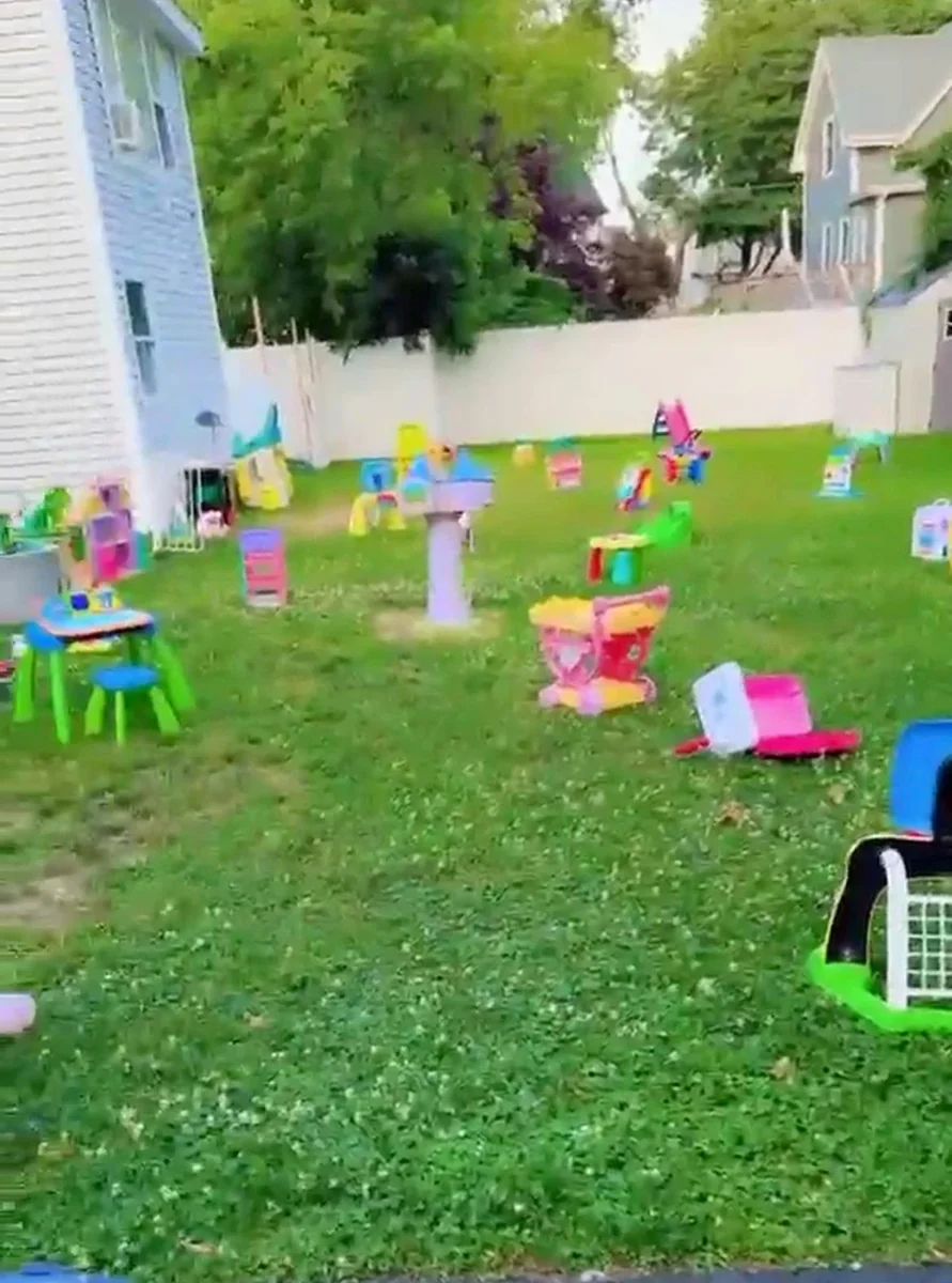 Outdoor lawn play area at Sofia’s Home Daycare